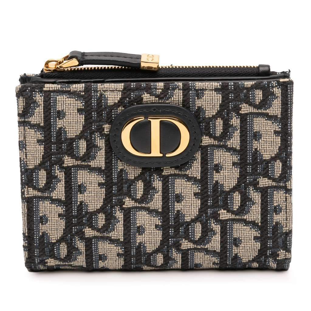 Dior Oblique Jacquard 30 Montaigne Dahlia Wallet Blue Jacquard Very good condition - Front View