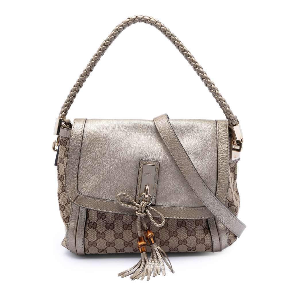 Gucci GG Canvas Bella Flap Satchel Beige Very good condition - Front View