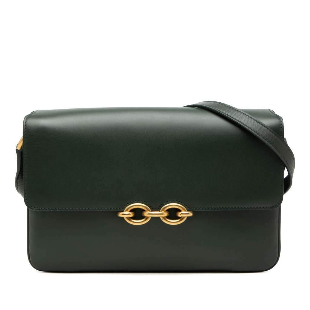 Saint Laurent Smooth Calfskin Le Maillon Crossbody Green Leather Very good condition - Front View