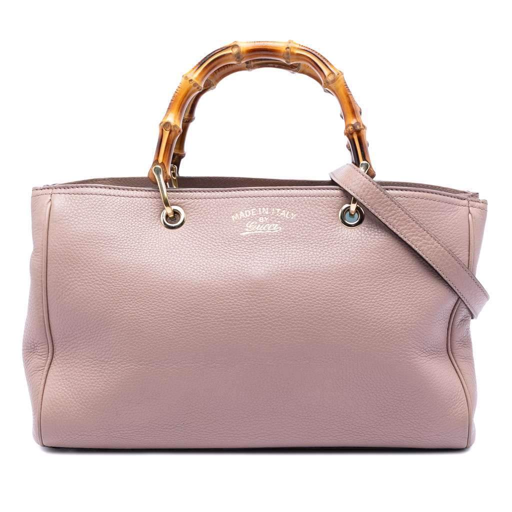 Gucci Medium Calfskin Bamboo Shopper Satchel Pink Leather Very good condition - Front View