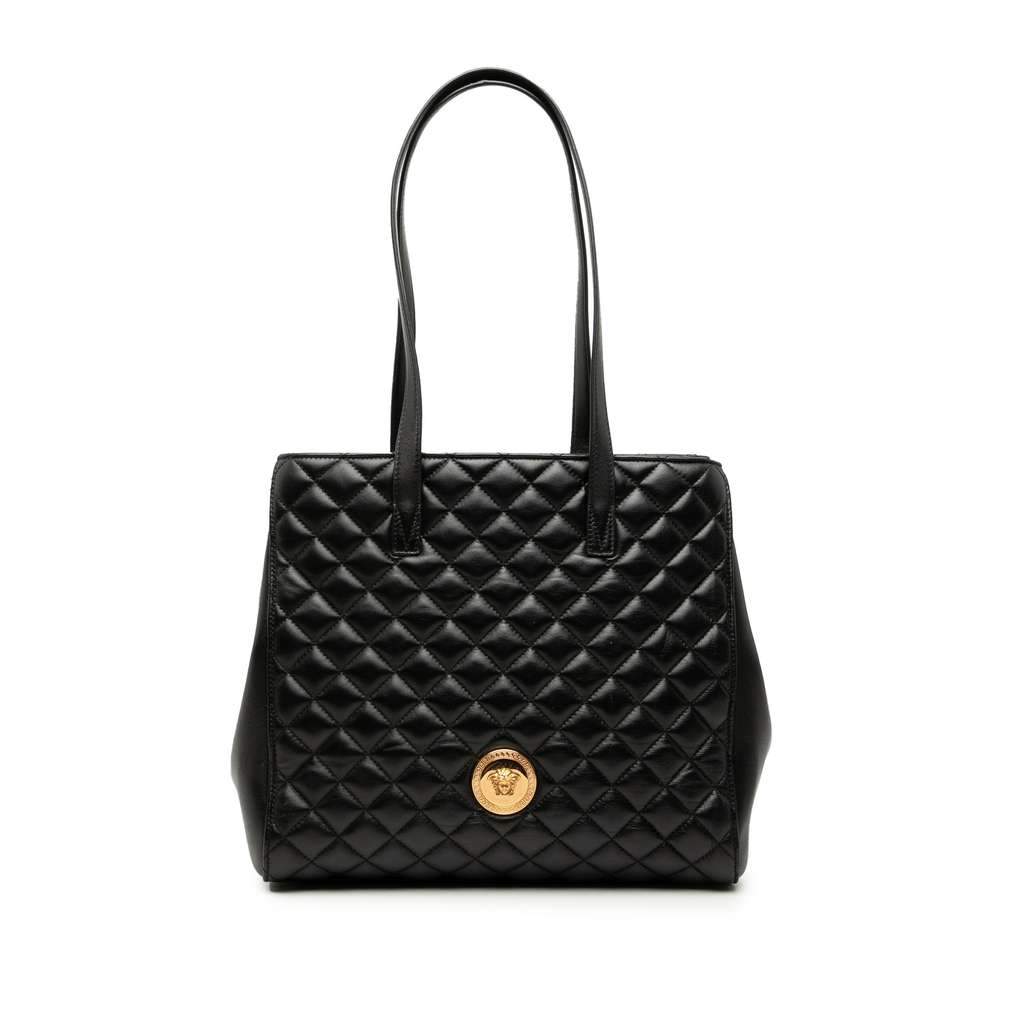 Versace Medium Quilted Nappa Leather La Medusa Tote Black Leather Very good - Front View