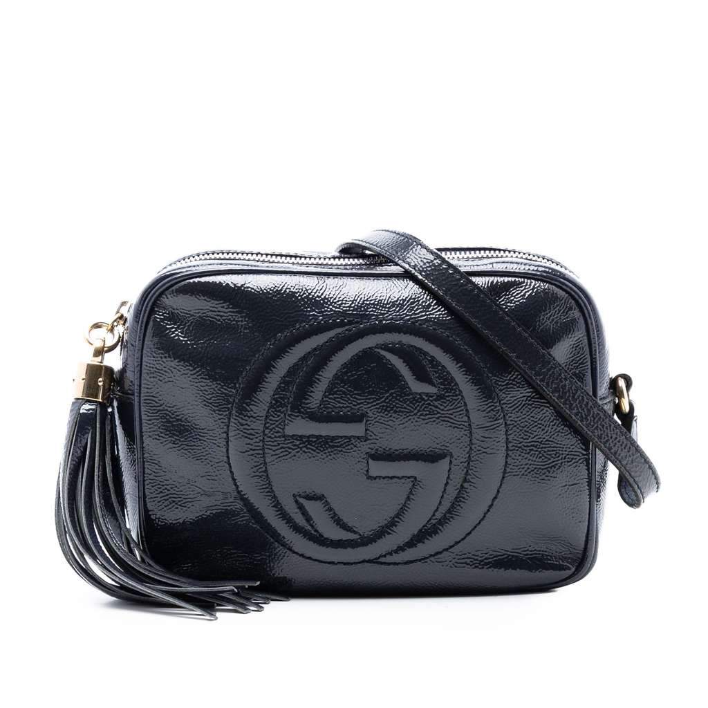 Gucci Patent Soho Disco Crossbody Blue Leather Very good - Front View