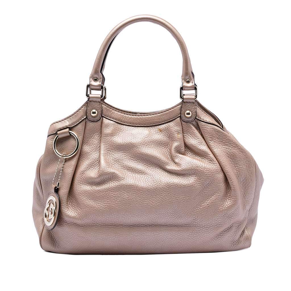 Gucci Medium Metallic Calfskin Sukey Tote Pink Leather Very good - Front View