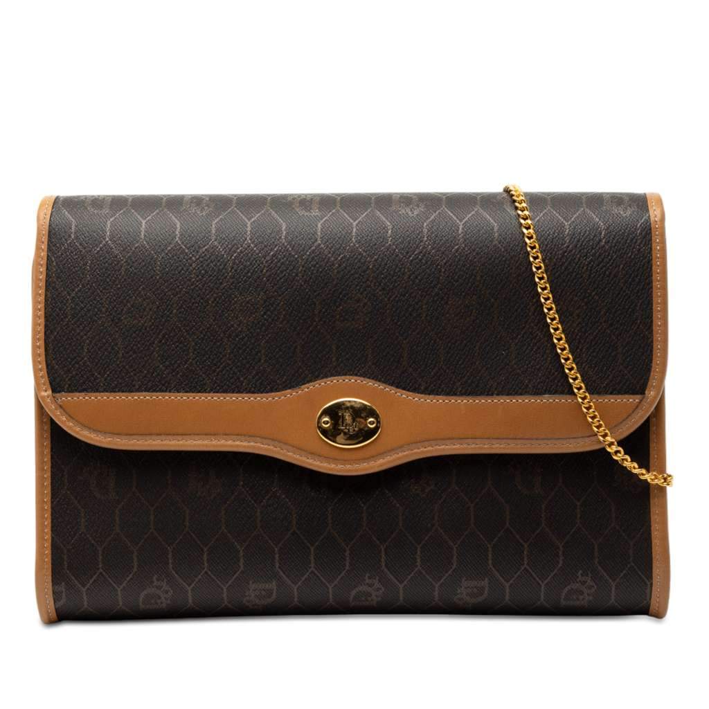 Dior Honeycomb Coated Canvas Chain Crossbody Black Canvas Good condition - Front View