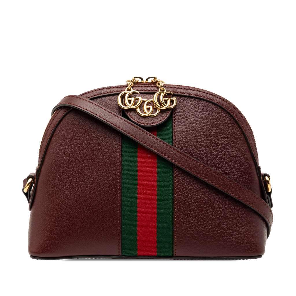 Gucci Small Calfskin Web Ophidia Dome Crossbody Red Leather Very good condition - Front View