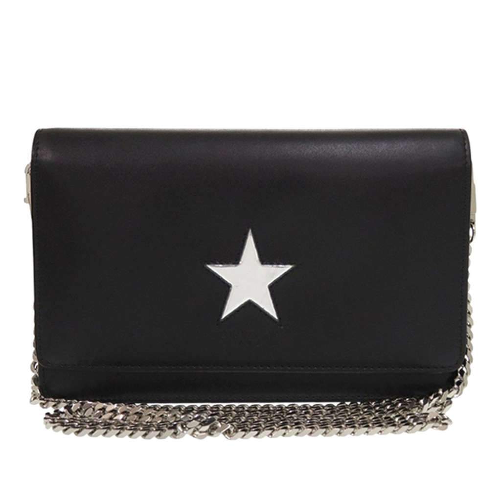 Givenchy Leather Pandora Star Wallet on Chain Black Leather Very good - Front View