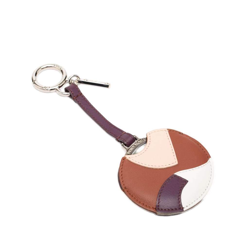 Fendi Silver Plated and Calfskin Compact Mirror Bag Charm Silver Metal Very good - Front View