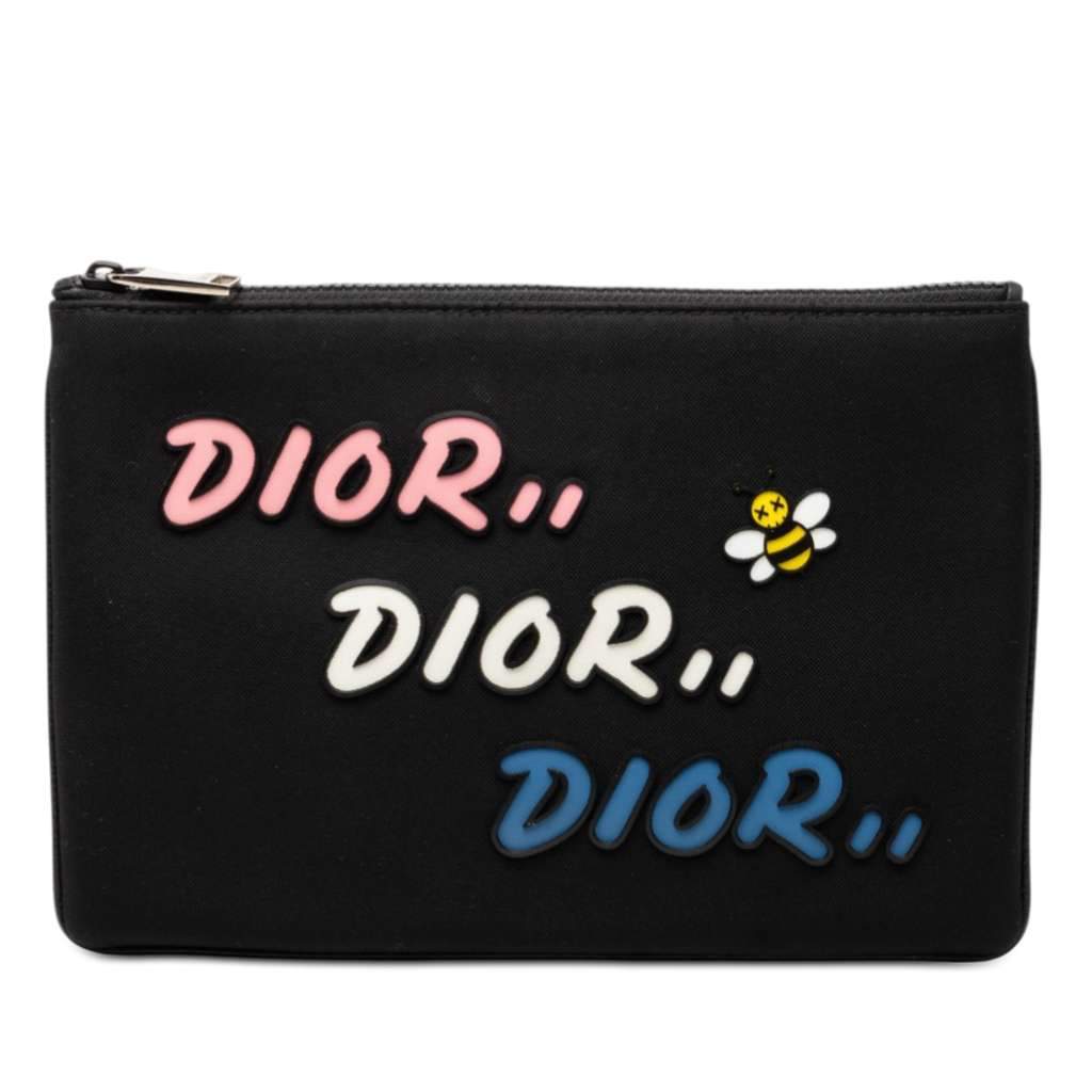 Dior Kaws Bee Nylon Pouch Black Very good condition - Front View
