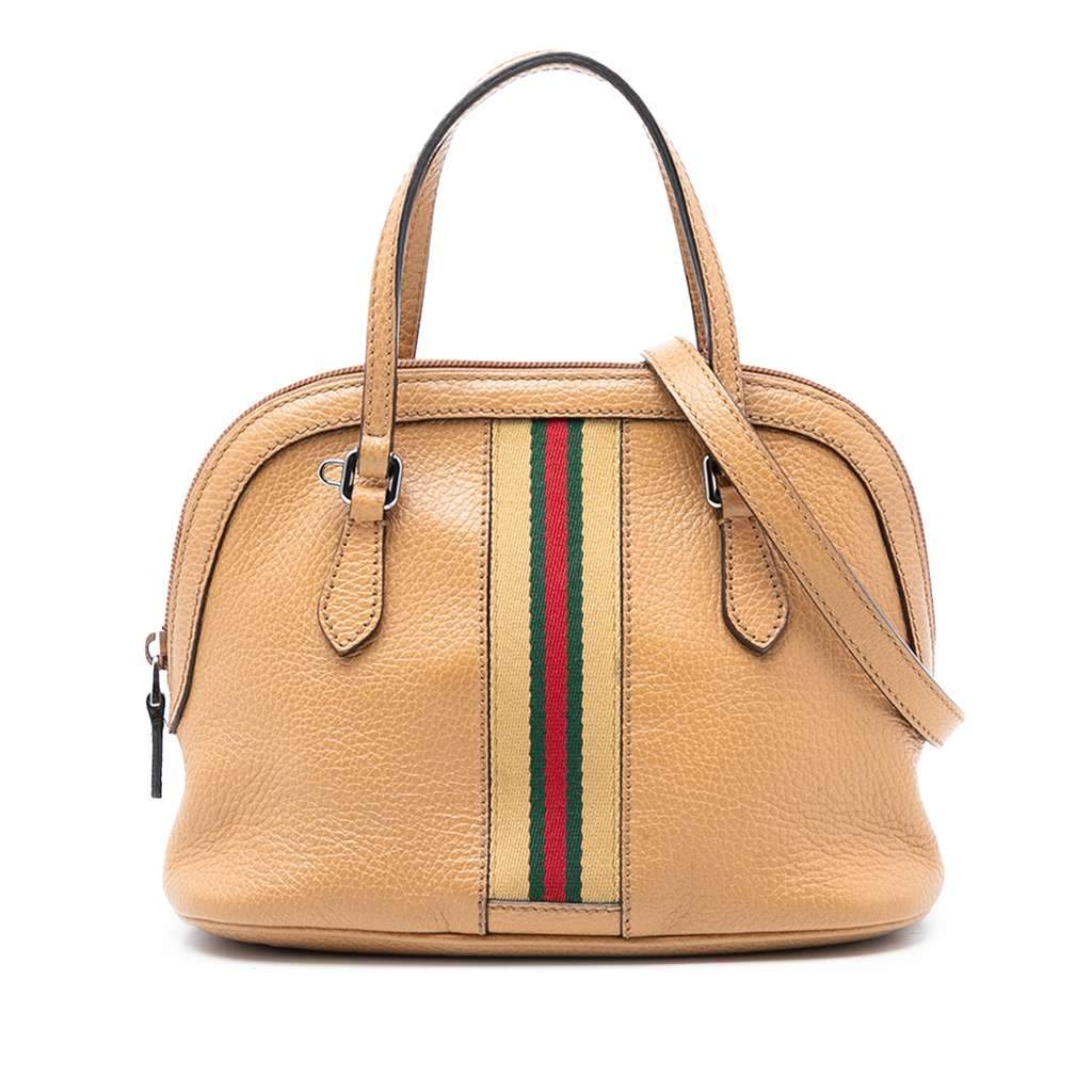 Gucci Mini Leather Web Dome Satchel Brown Leather Very good condition - Front View