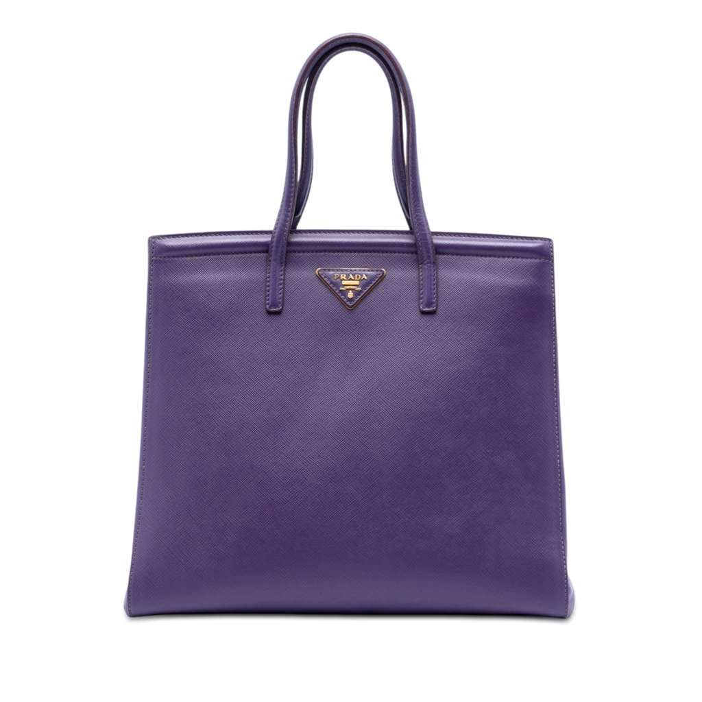 Prada Saffiano Lux Parabole Satchel Purple Leather Very good condition - Front View