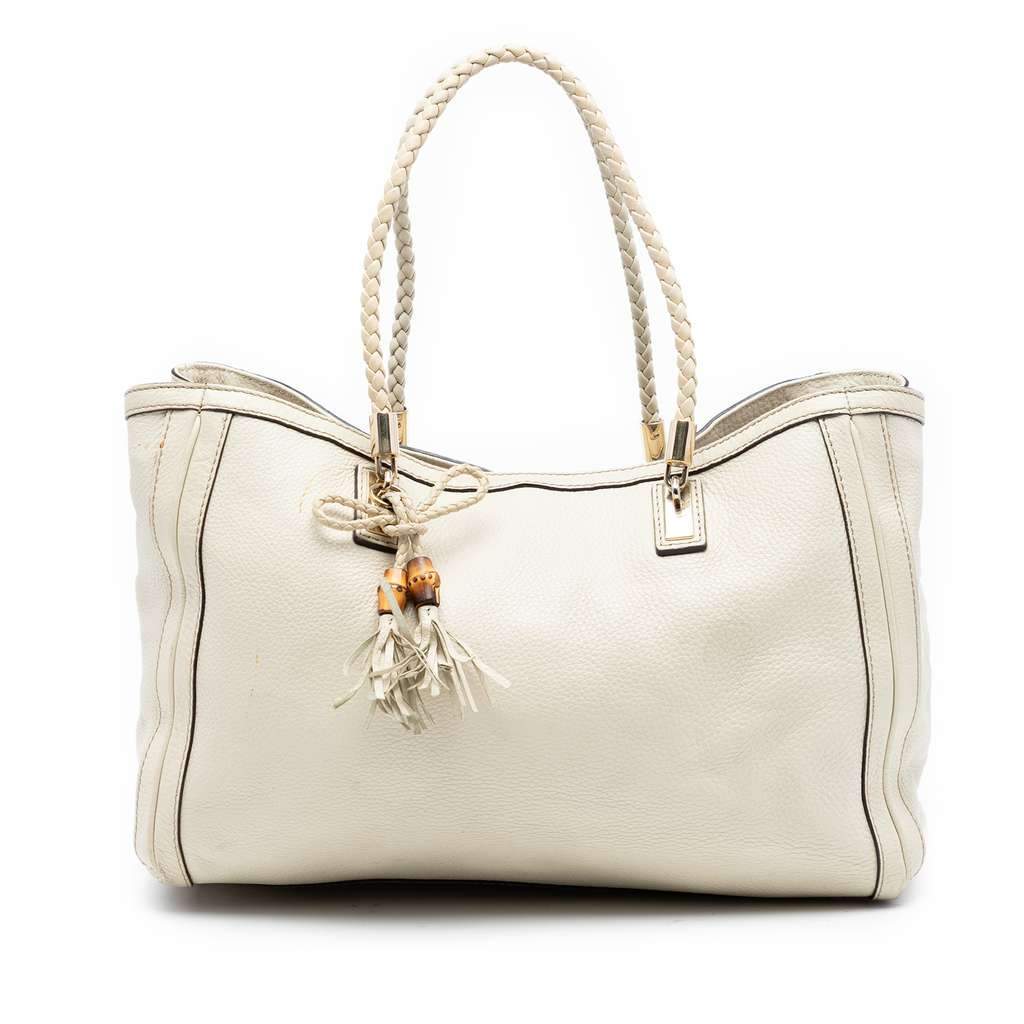 Gucci Medium Leather Bella Tote White Leather Very good condition - Front View