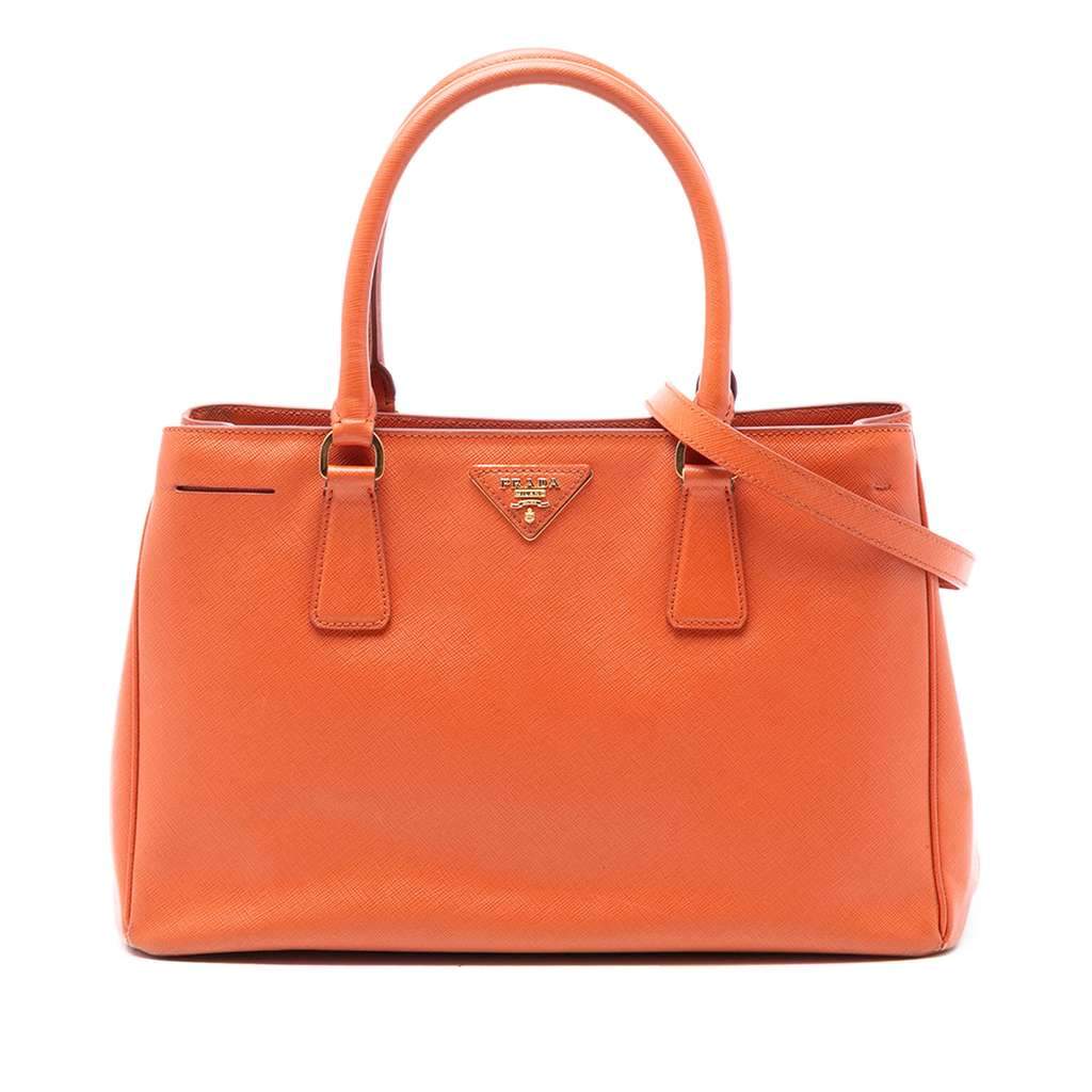 Prada Medium Saffiano Lux Galleria Satchel Orange Leather Very good condition - Front View