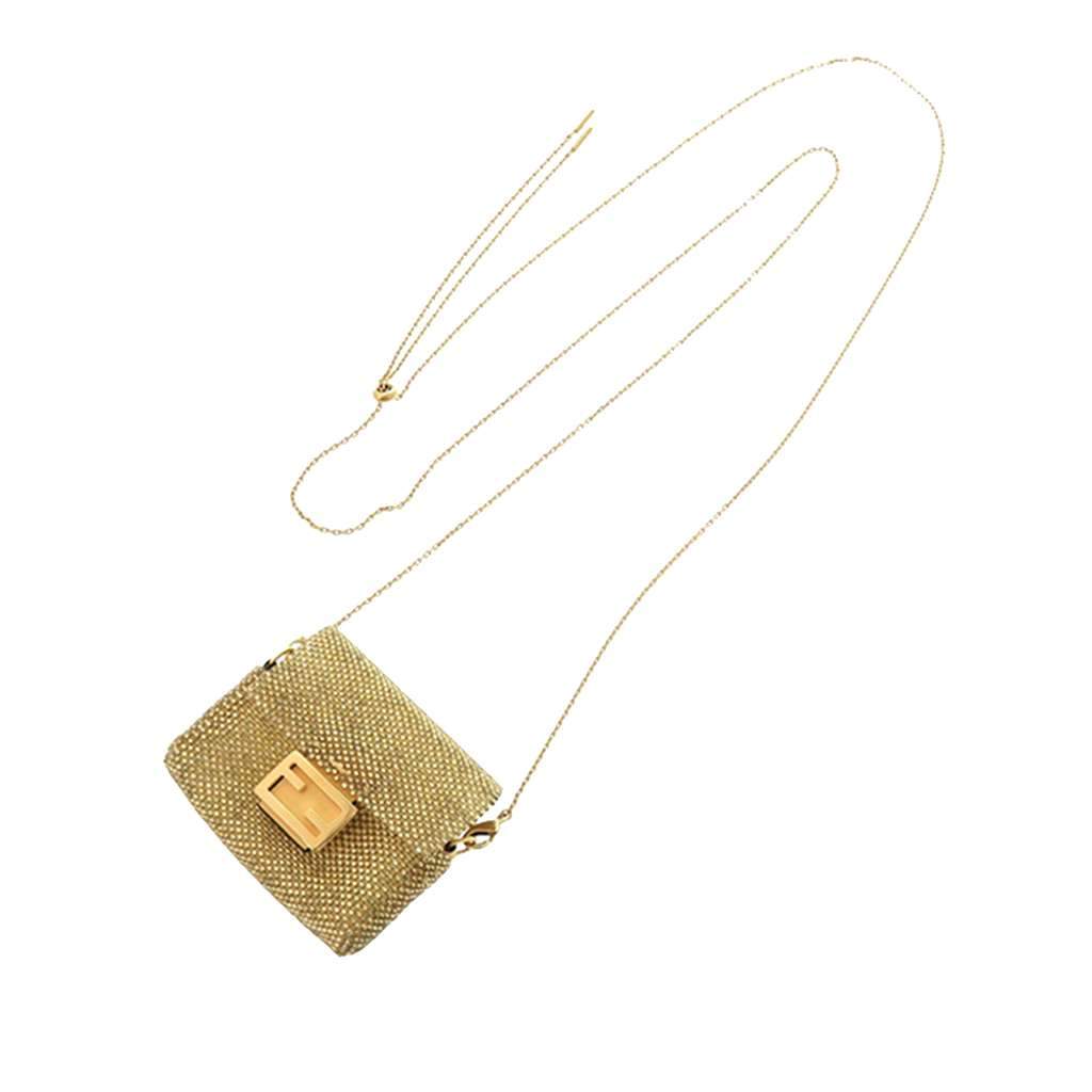 Fendi Pico Beaded Baguette AirPods Case Crossbody Gold Very good condition - Front View