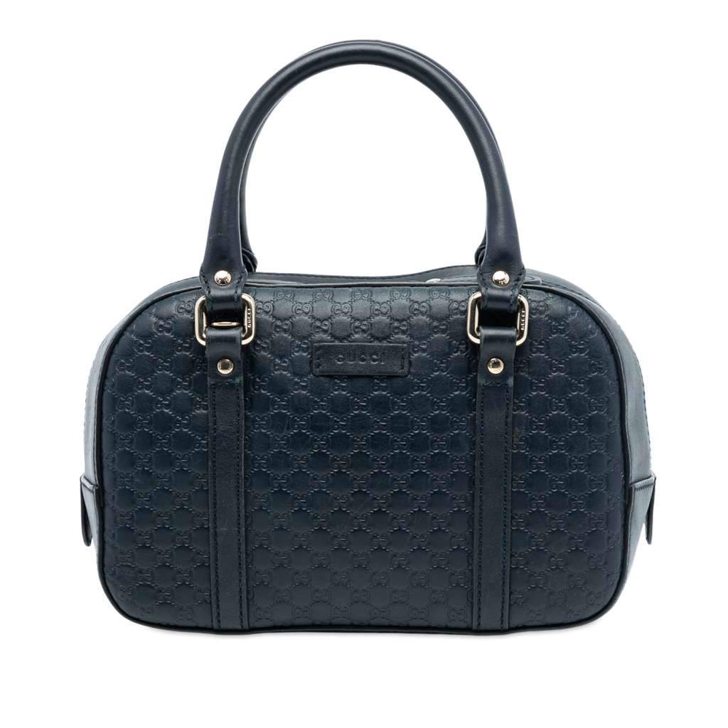 Gucci Small Microguccissima Bree Satchel Blue Leather Very good condition - Front View