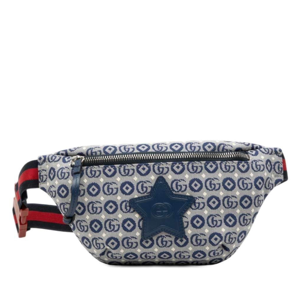 Gucci Kids GG Canvas Stars Web Belt Bag Blue Canvas Very good condition - Front View