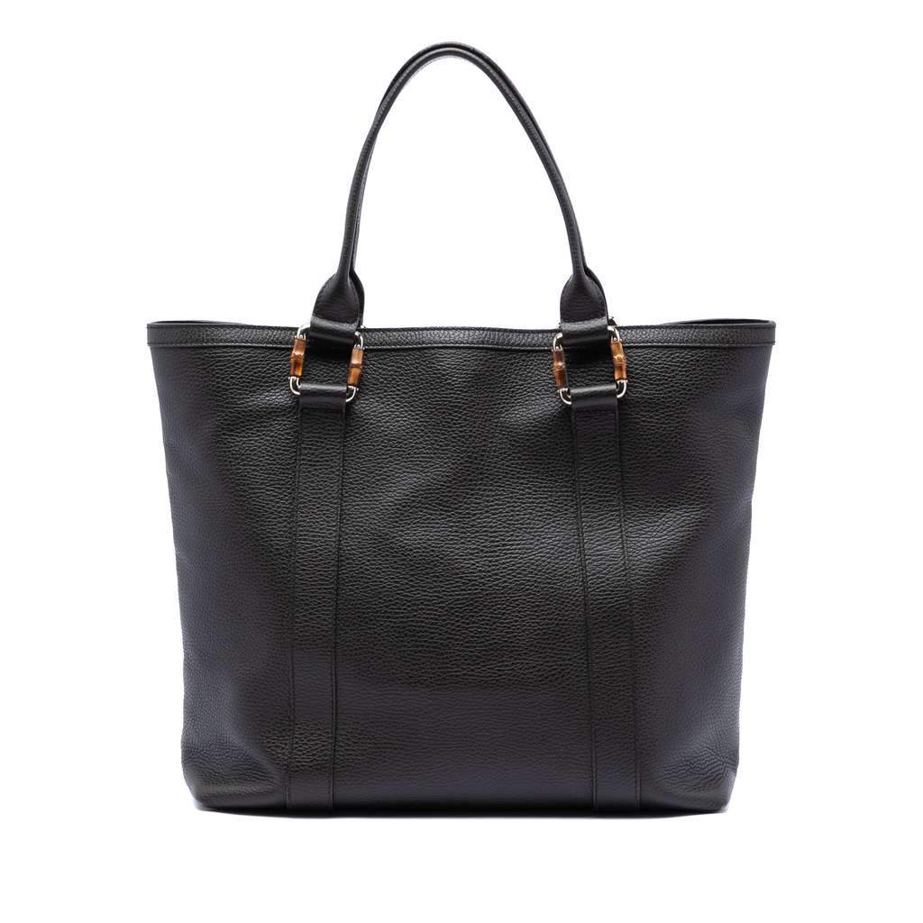 Gucci Grained Calfskin Bamboo Shopper Tote Brown Leather Very good condition - Front View
