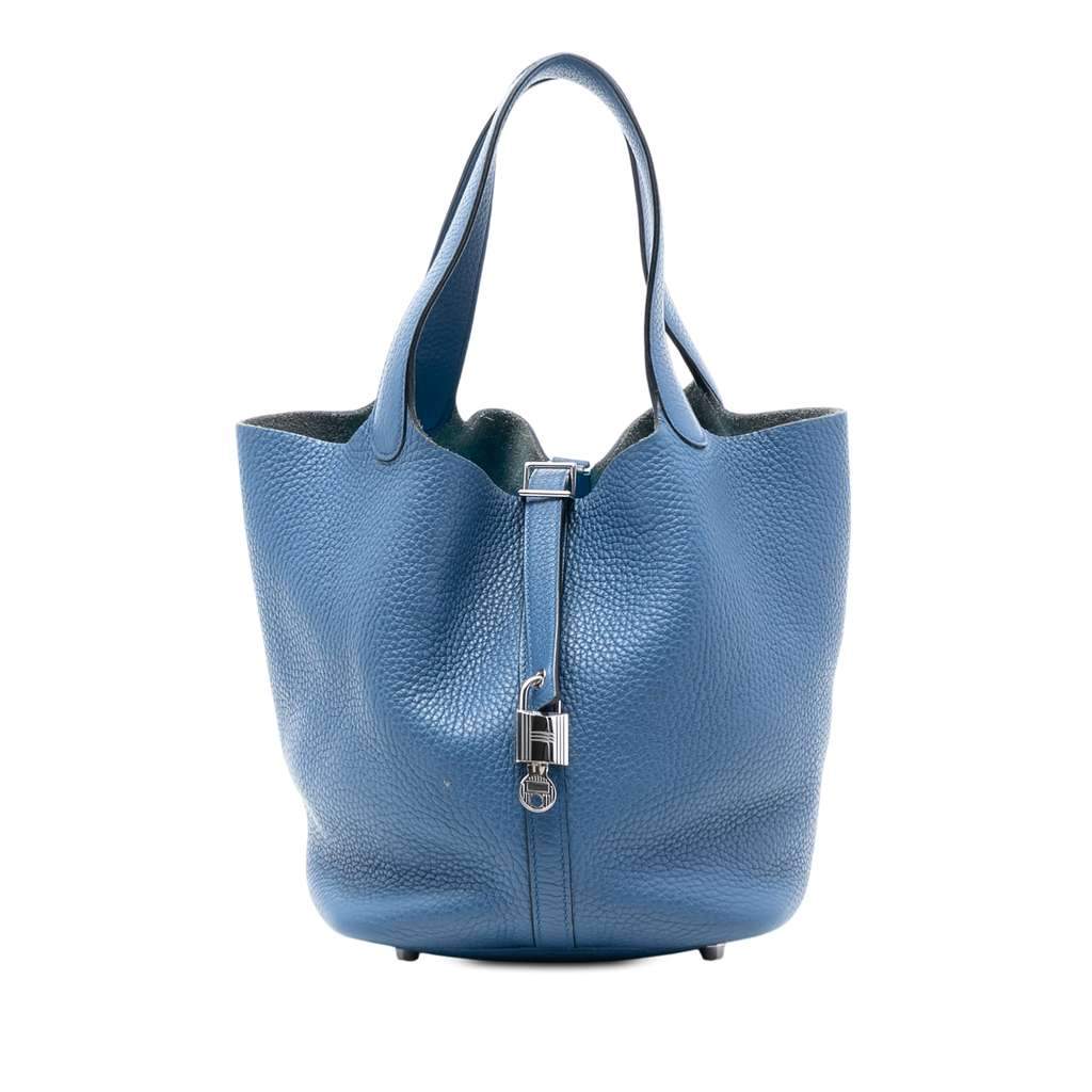 Hermès Clemence Picotin Lock 22 Blue Leather Very good - Front View