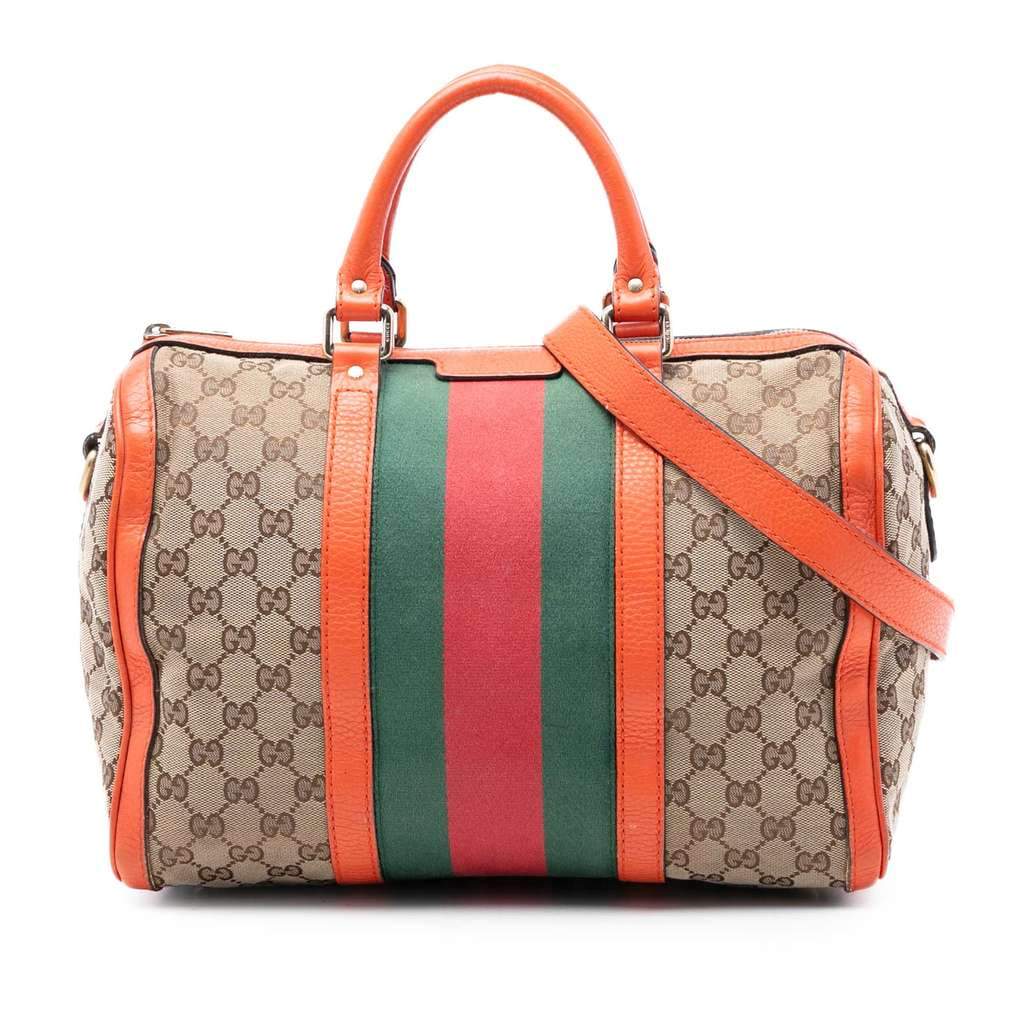 Gucci Medium GG Canvas Web Joy Boston Bag Beige Good condition - Front View