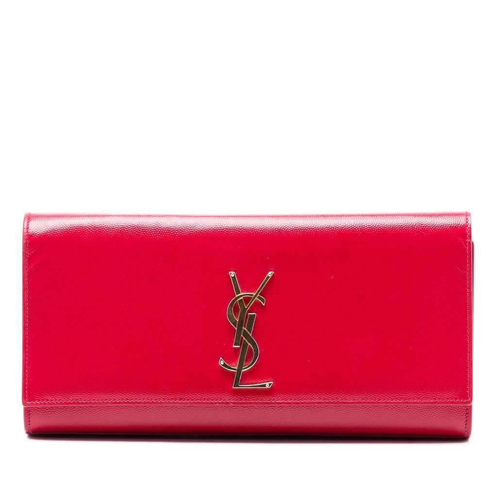 Saint Laurent Grain de Poudre Monogram Cassandre Clutch Pink Leather Very good condition - Front View