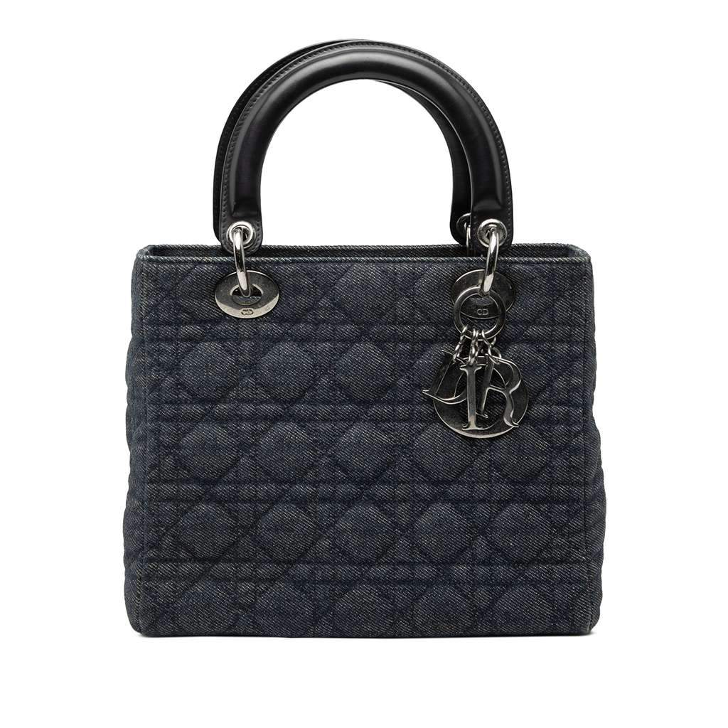 Dior Medium Denim Cannage Lady Dior Blue Denim Very good - Front View