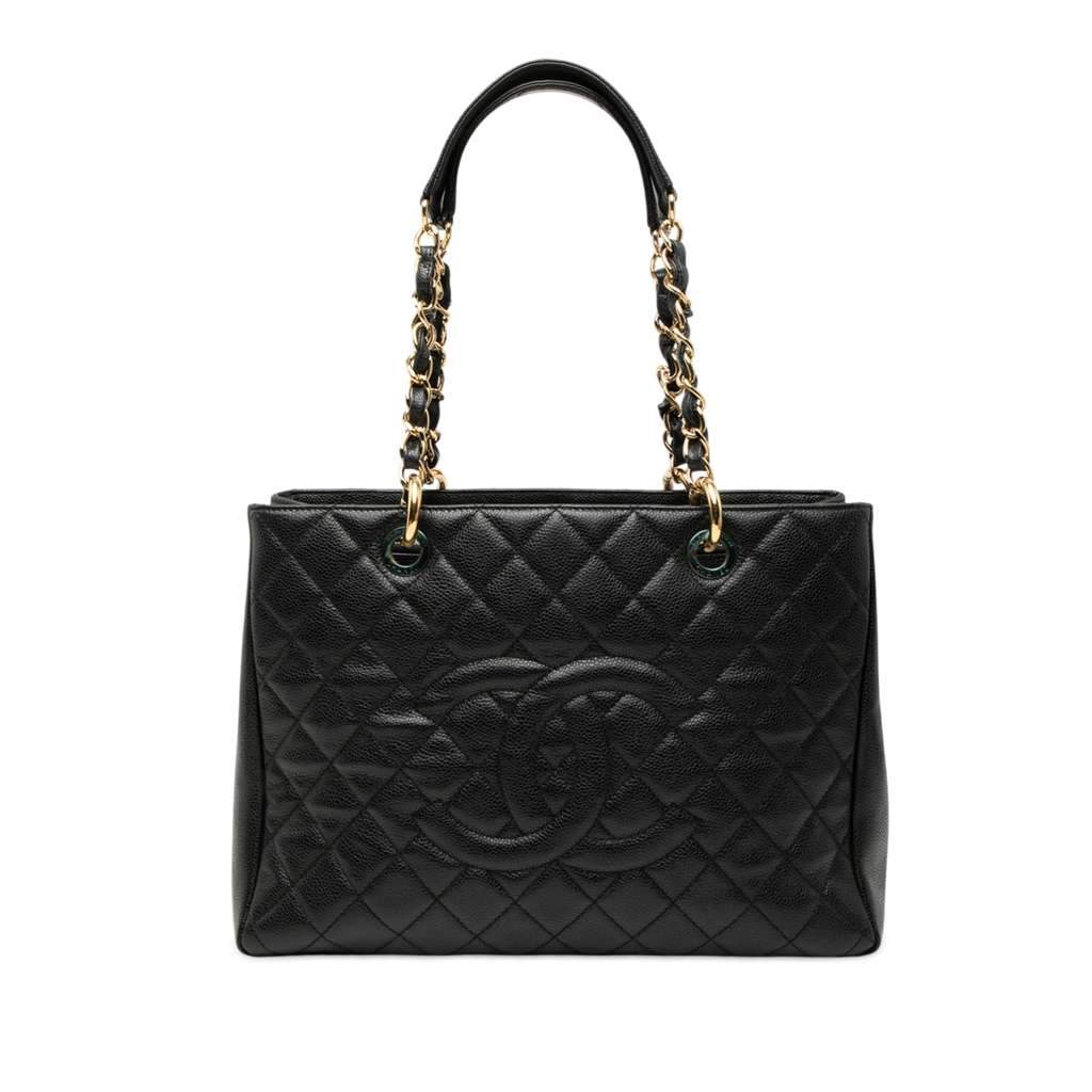 Chanel Caviar Grand Shopping Tote Black Leather Very good condition - Front View