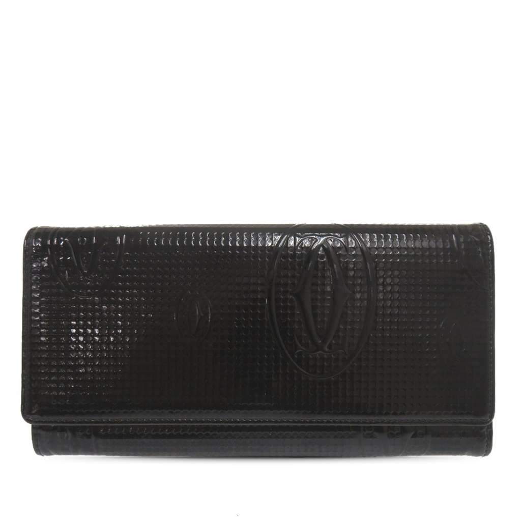 Cartier Patent Happy Birthday Long Wallet Black Leather Very good condition - Front View