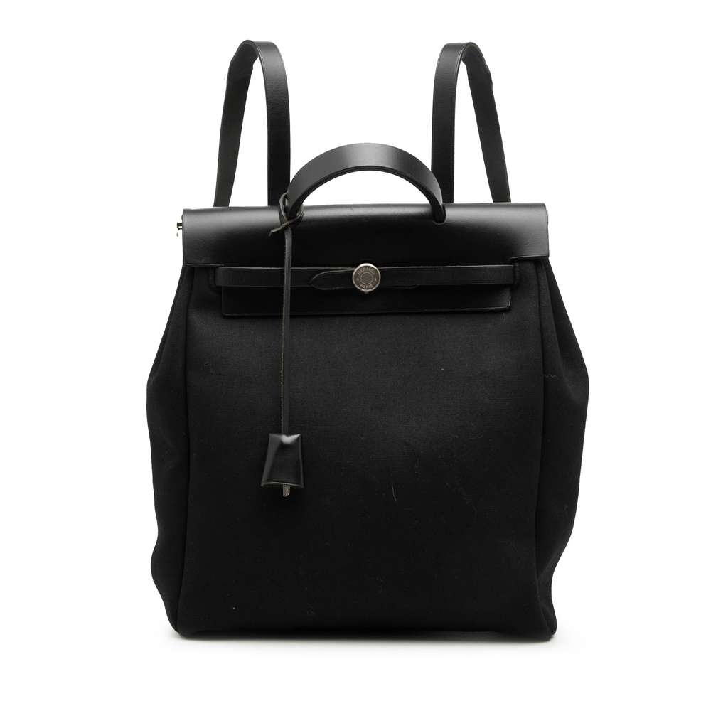 Hermès Toile Herbag GM Backpack Black Canvas Very good condition - Front View