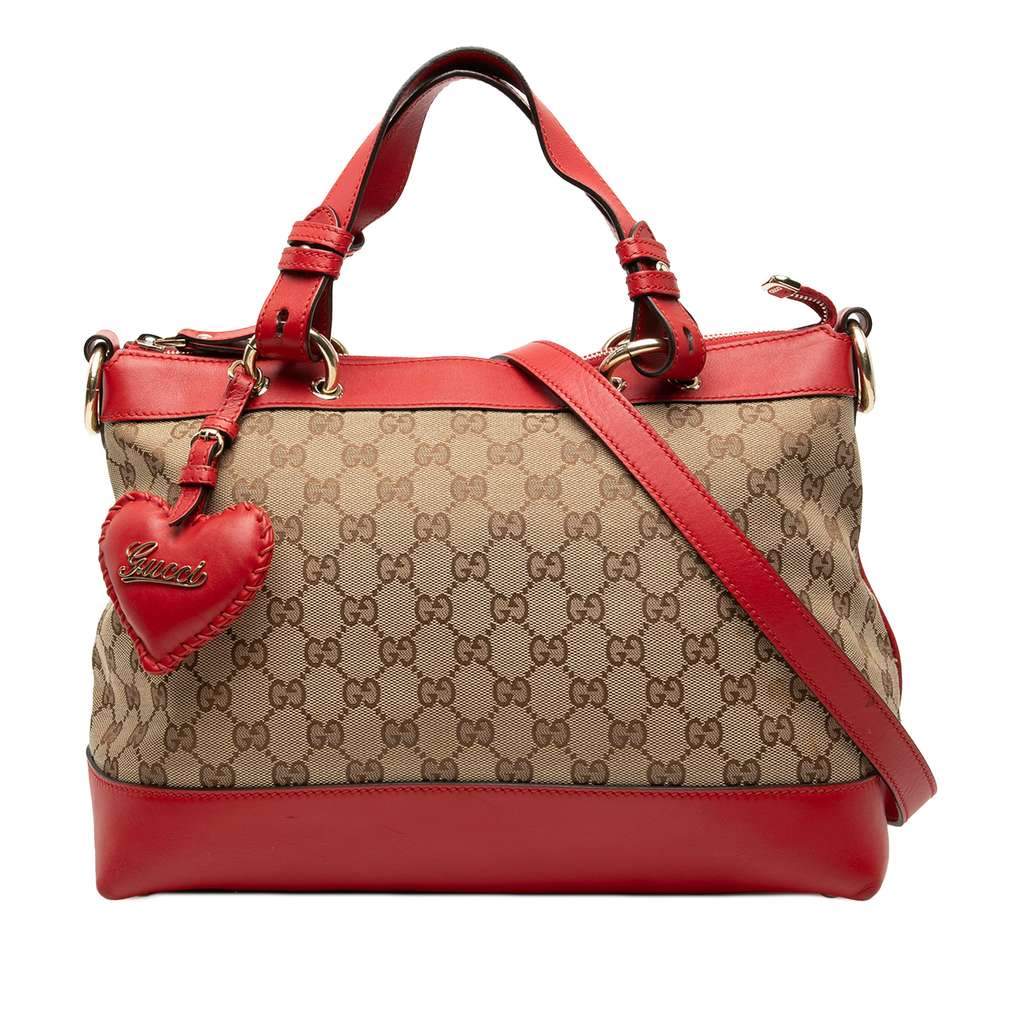 Gucci GG Canvas Valentine Satchel Beige Canvas Very good condition - Front View