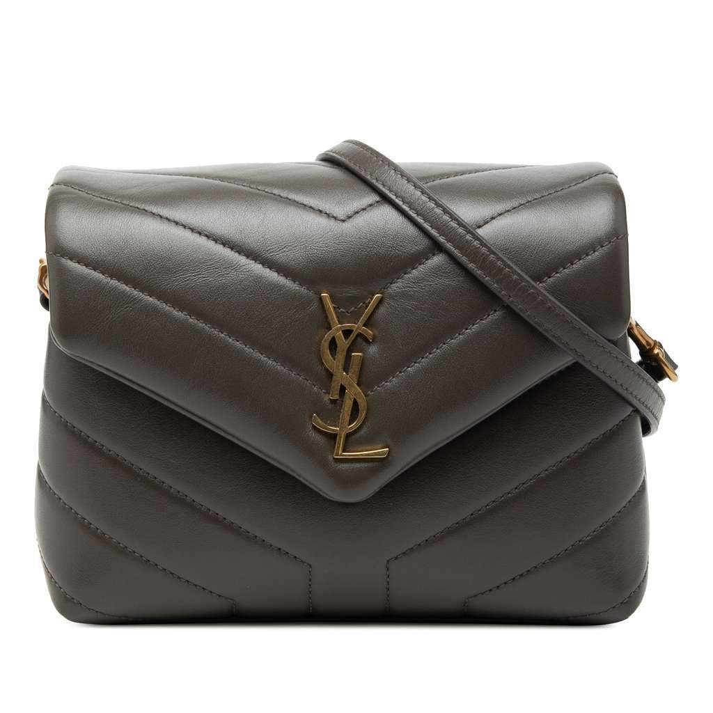 Saint Laurent Toy Matelasse Calfskin Monogram LouLou Crossbody Brown Leather Very good condition - Front View