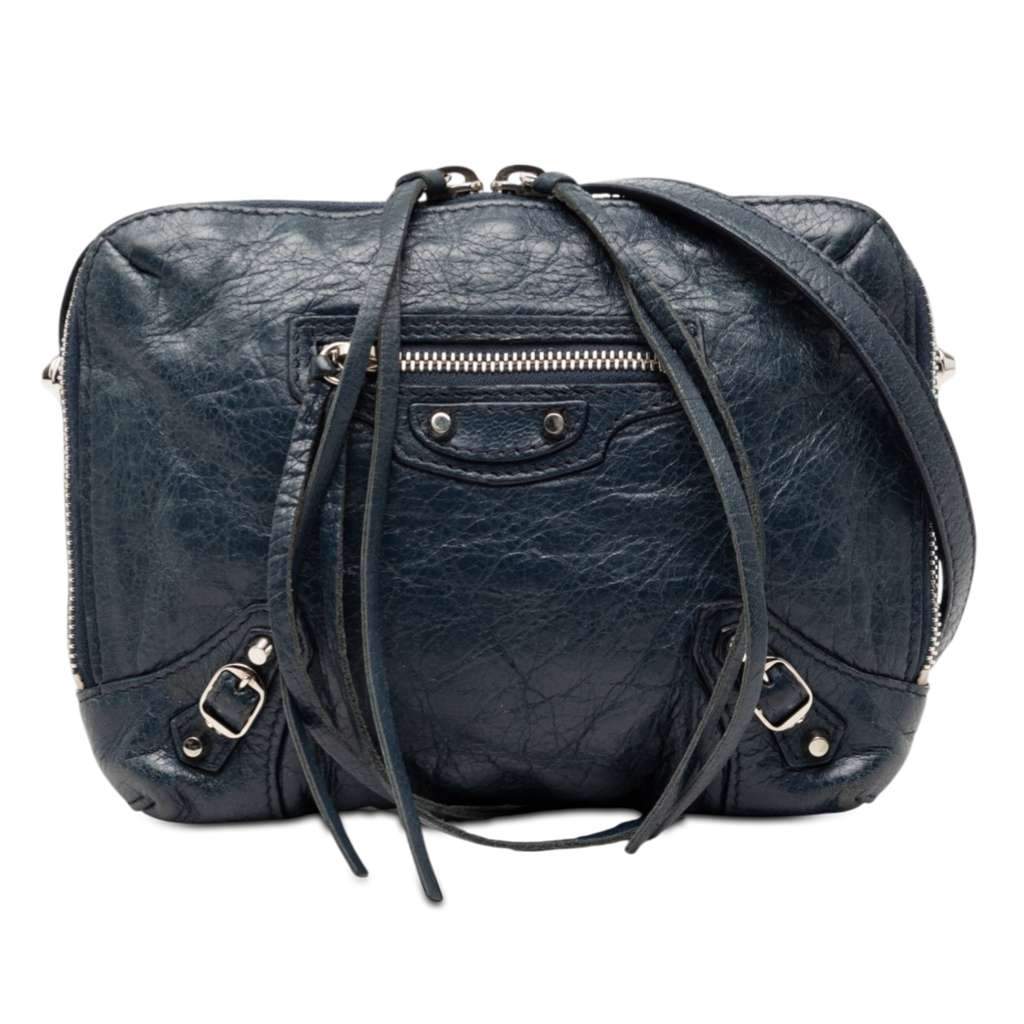 Balenciaga Lambskin Motocross Classic Reporter XS Blue Leather Very good - Front View
