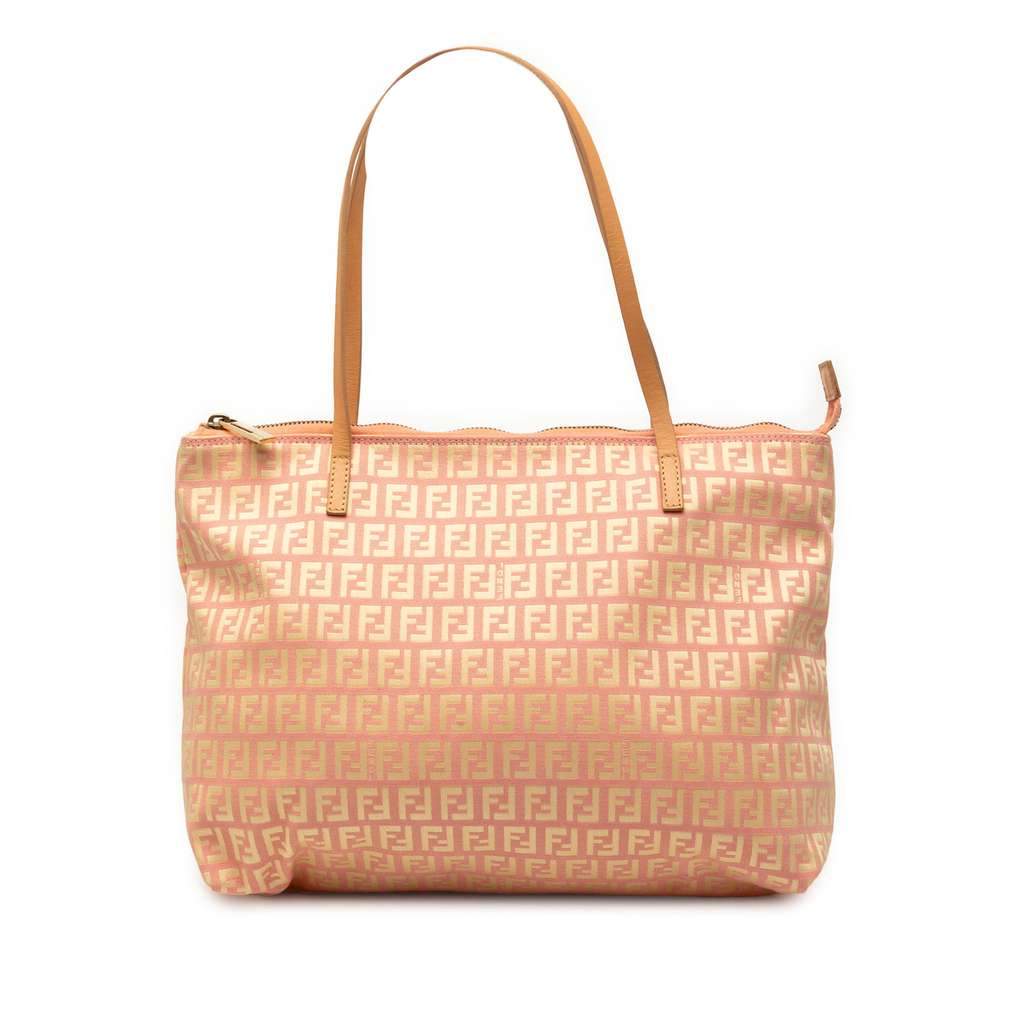 Fendi Small Zucchino Canvas Tote Pink Canvas Very good - Front View