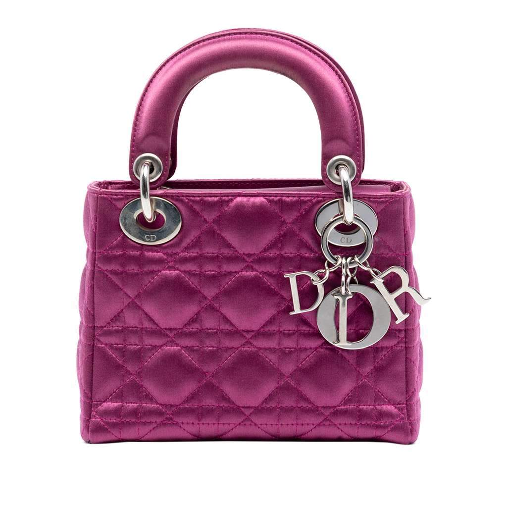 Dior Mini Satin Cannage Lady Dior Pink Satin Very good - Front View
