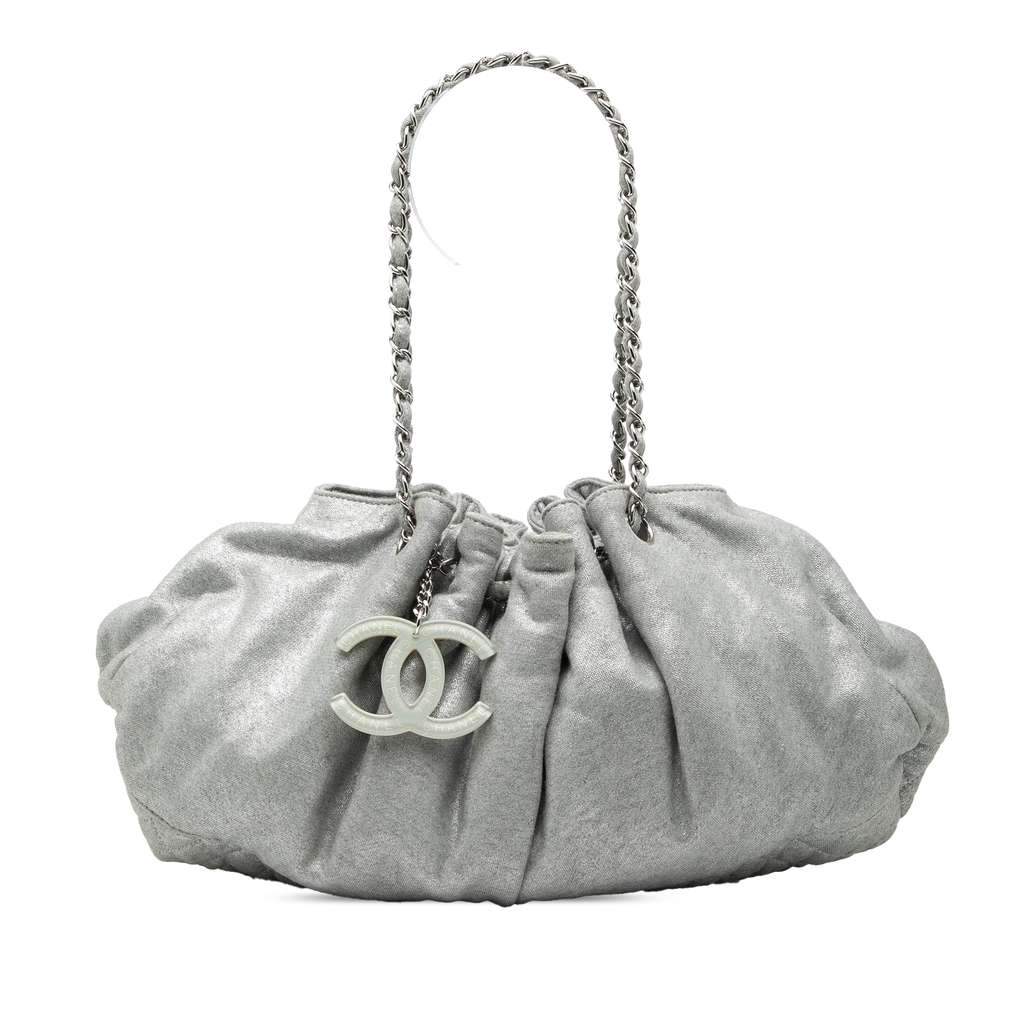 Chanel Jersey Melrose Cabas Grey Cotton Very good condition - Front View