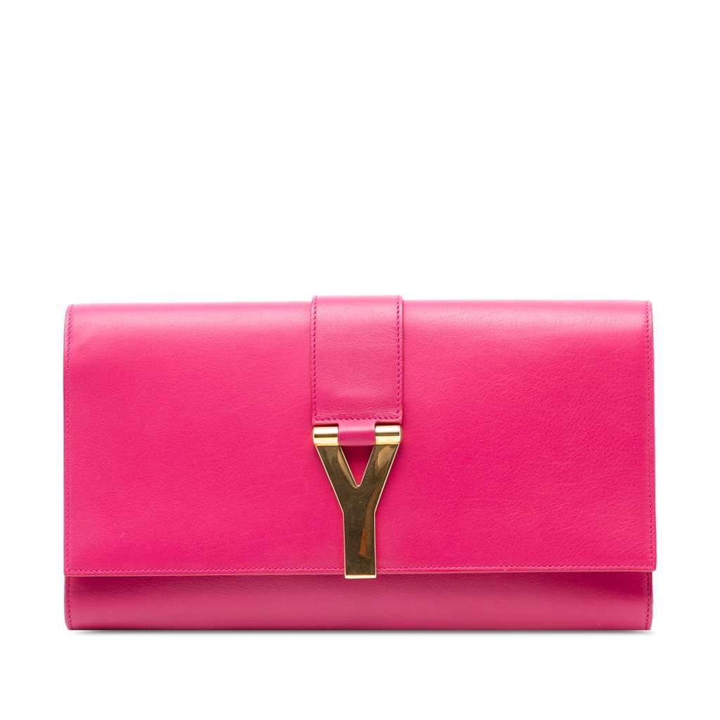 Saint Laurent Leather Chyc Ligne Clutch Pink Leather Very good condition - Front View