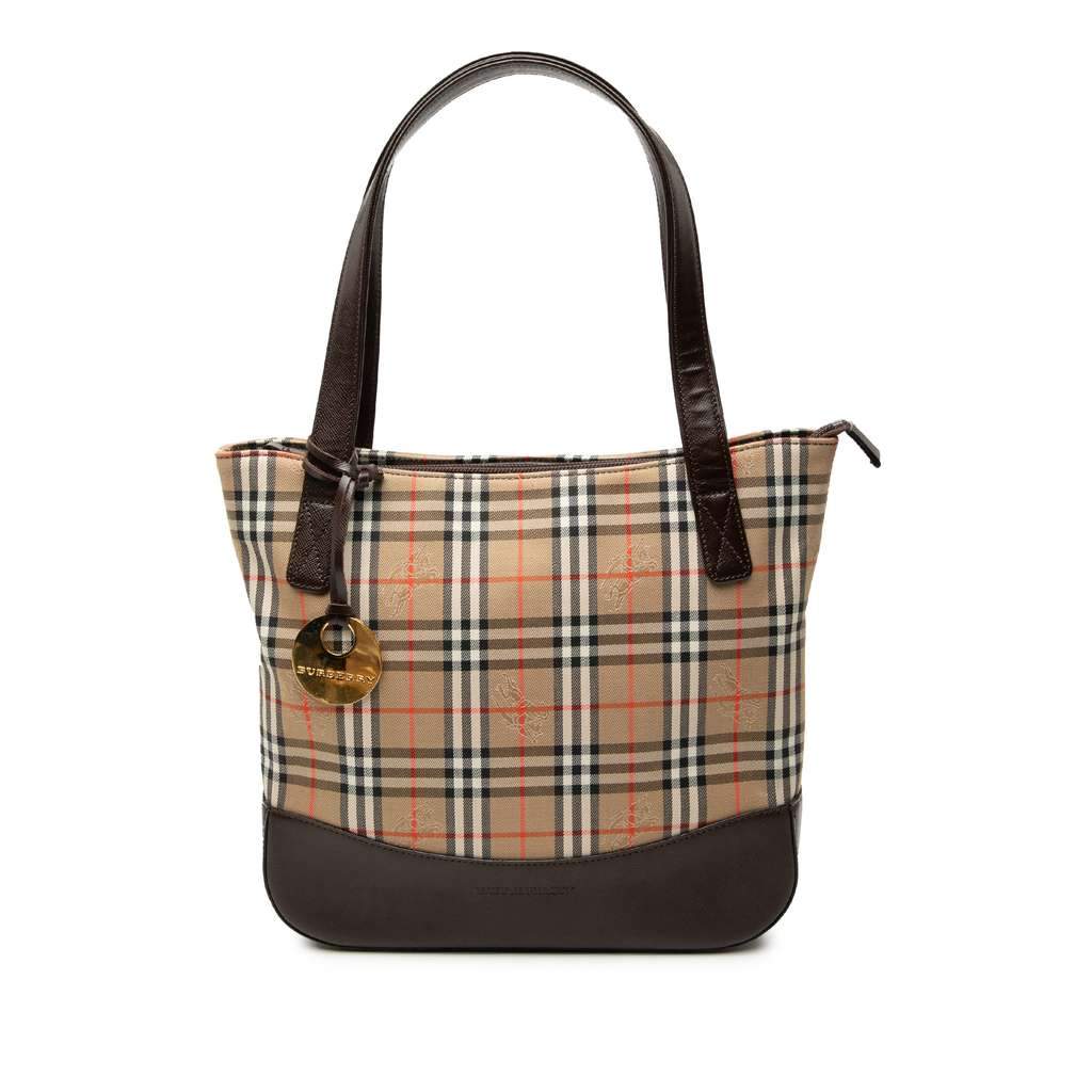 Burberry Haymarket Check Canvas Handbag Beige Canvas Very good - Front View