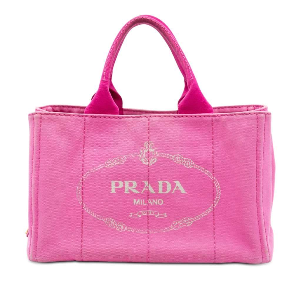 Prada Canvas Canapa Logo Satchel Pink Canvas Very good - Front View