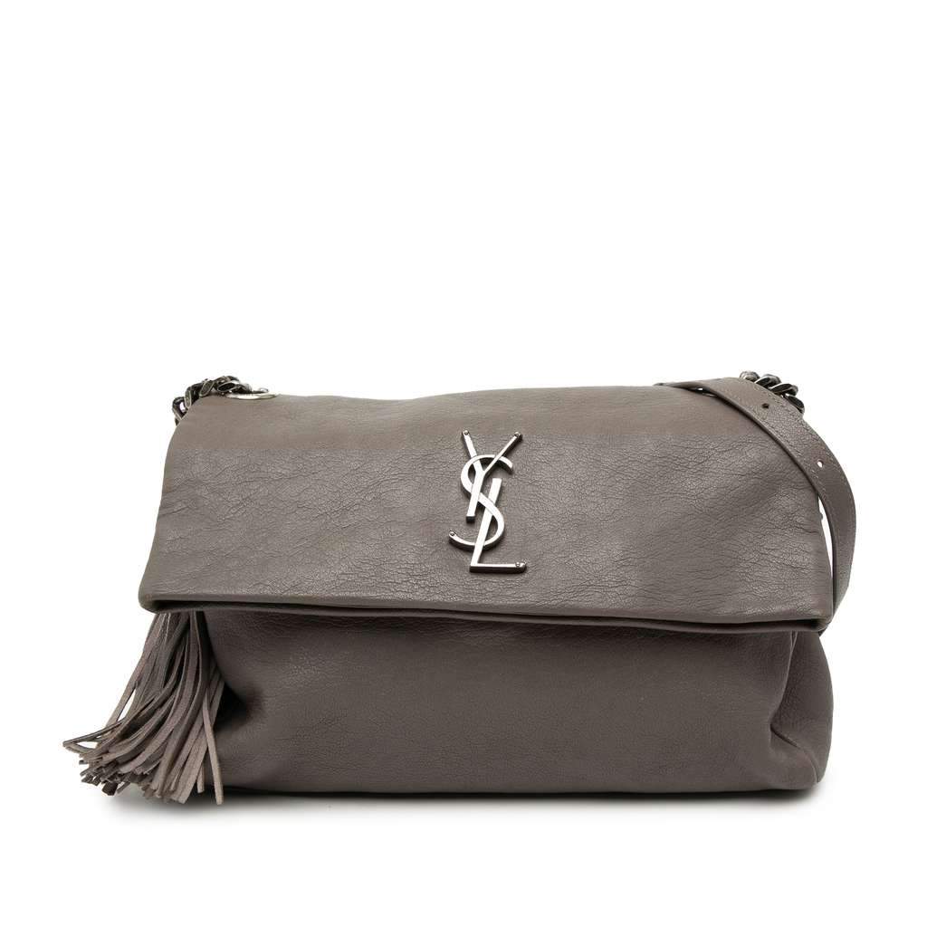 Saint Laurent Medium Grain De Poudre West Hollywood Crossbody Grey Leather Very good condition - Front View