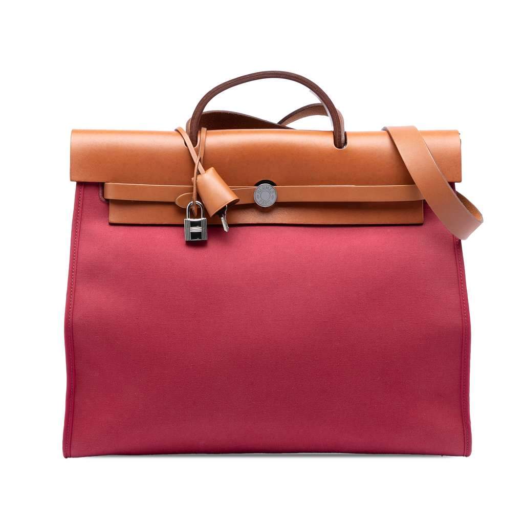 Hermès Toile Herbag Zip 39 Red Canvas Very good condition - Front View