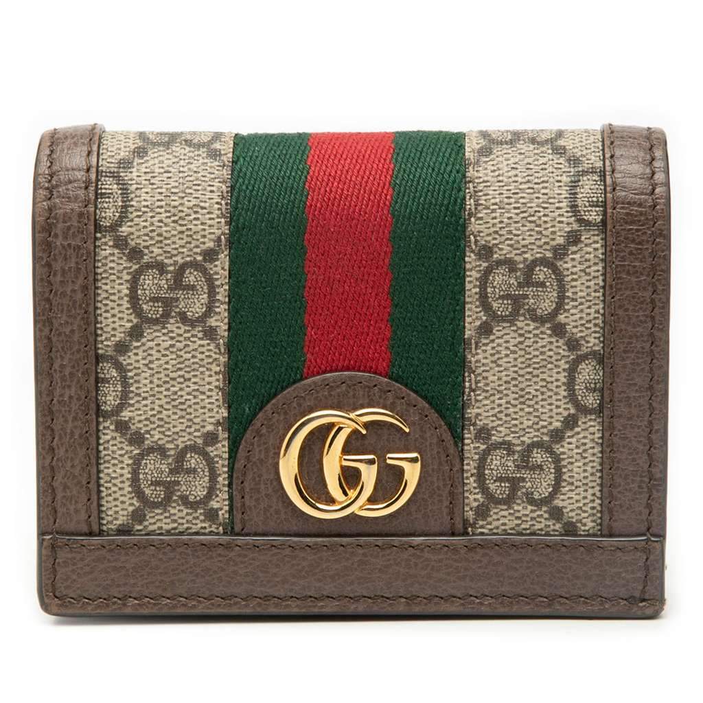 Gucci GG Supreme Ophidia Web Small Wallet Beige Canvas Very good condition - Front View