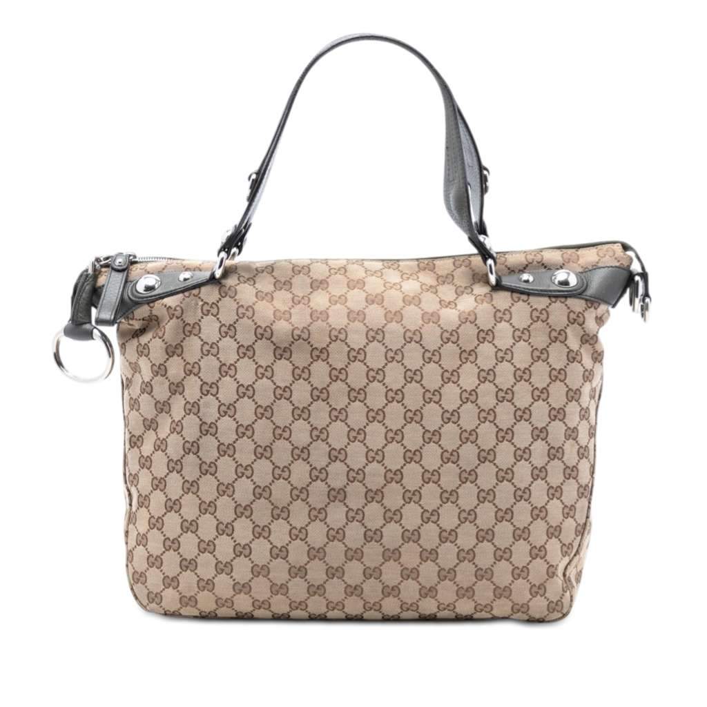 Gucci Large GG Canvas Icon Bit Satchel Beige Canvas Very good condition - Front View