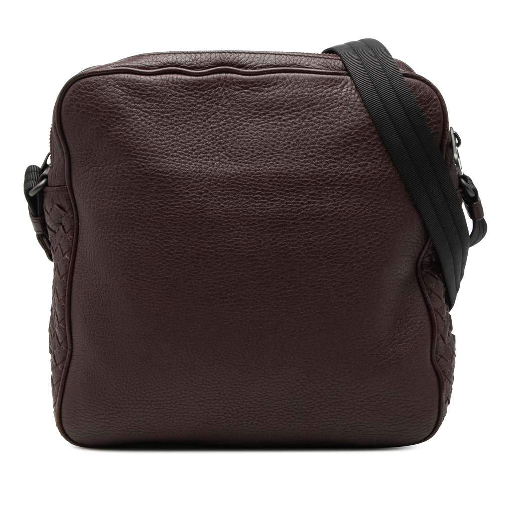 Bottega Veneta Intrecciato Trimmed Nappa Messenger Bag Brown Leather Very good condition - Front View
