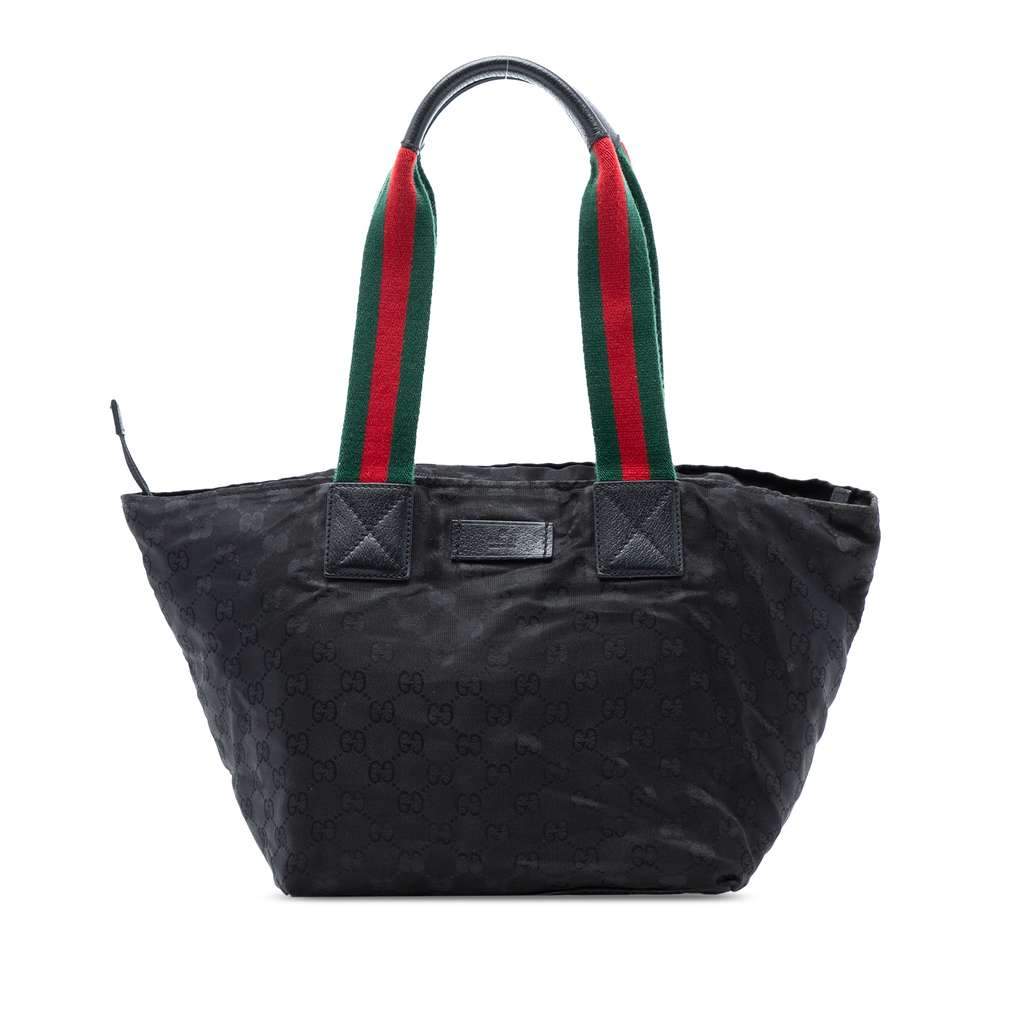 Gucci GG Canvas Web Tote Black Canvas Very good - Front View