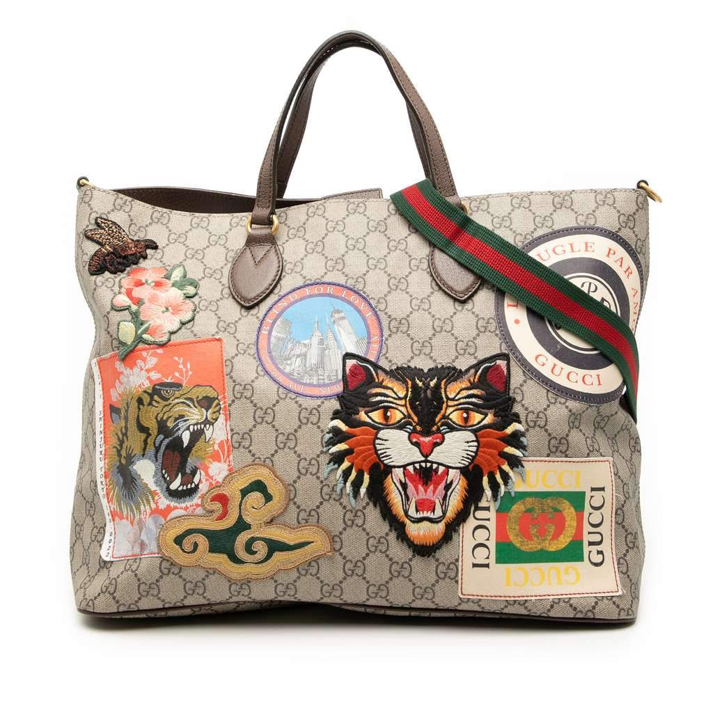 Gucci Medium GG Supreme Courrier Soft Tote Beige Very good condition - Front View