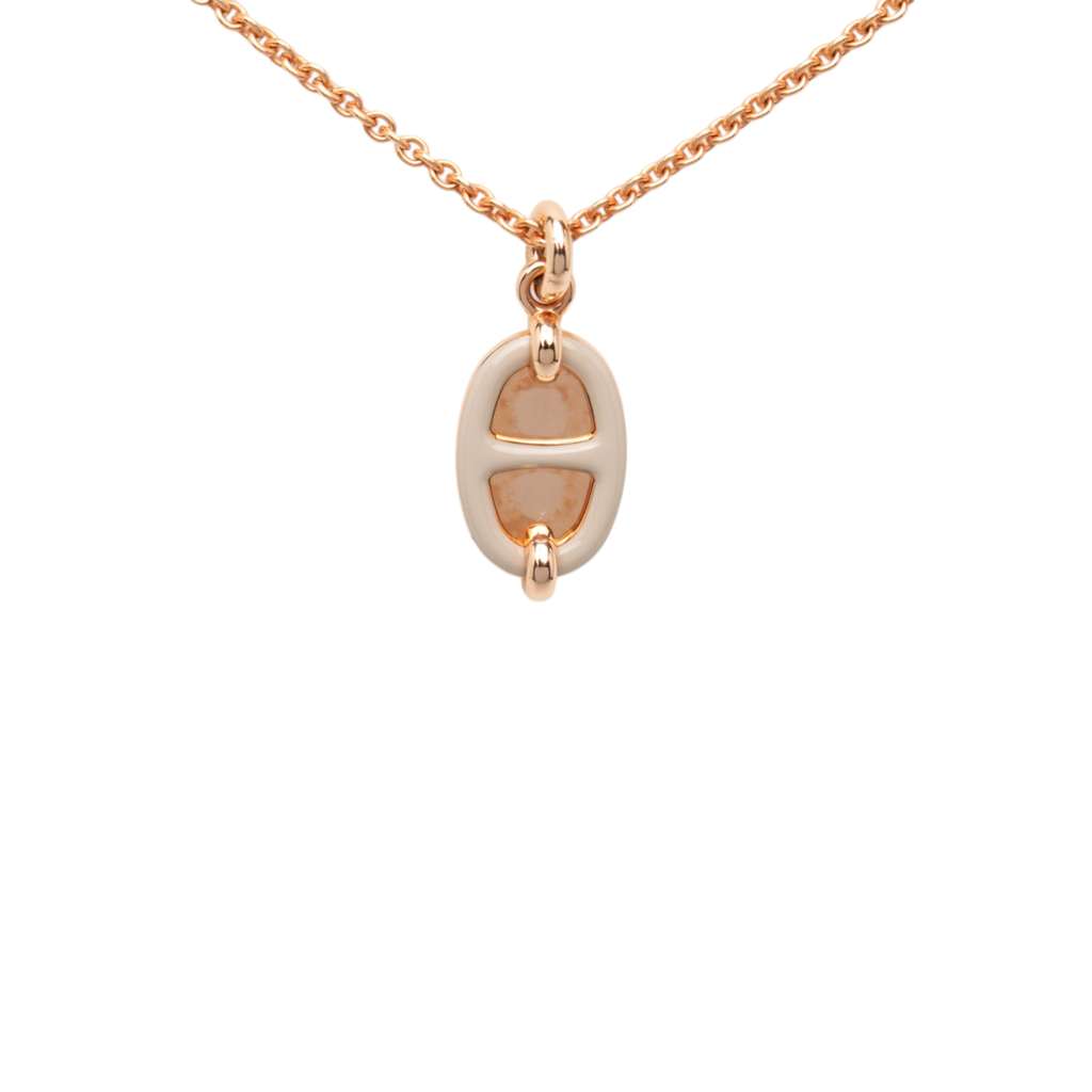 Hermès Mini Rose Gold Plated Maillon Pendant Necklace Gold Metal Very good - Front View
