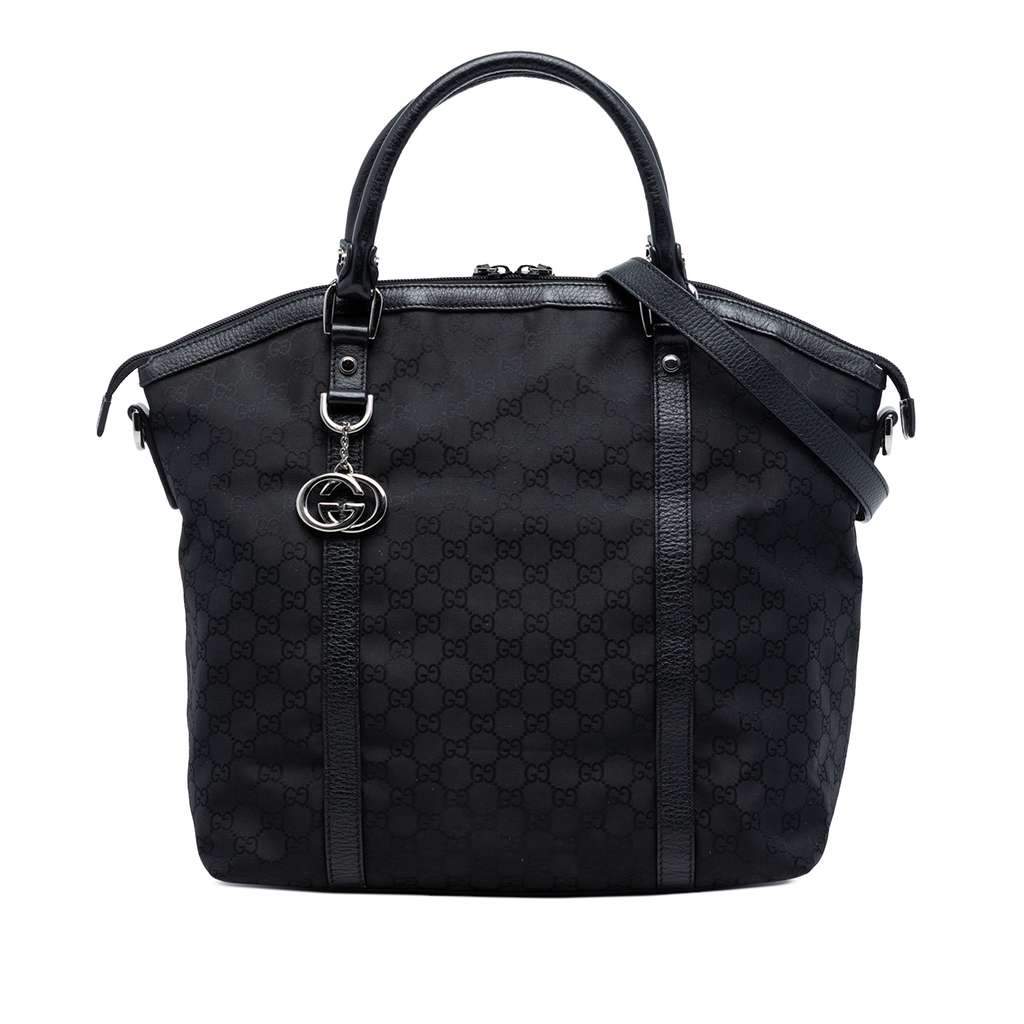 Gucci Large GG Canvas Charm Dome Satchel Black Canvas Very good - Front View