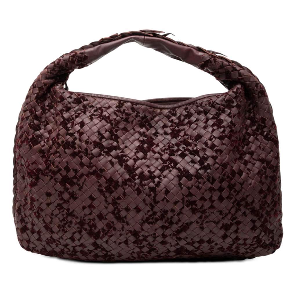 Bottega Veneta Medium Velvet Speckled Nappa Intrecciato Veneta Hobo Red Leather Very good - Front View