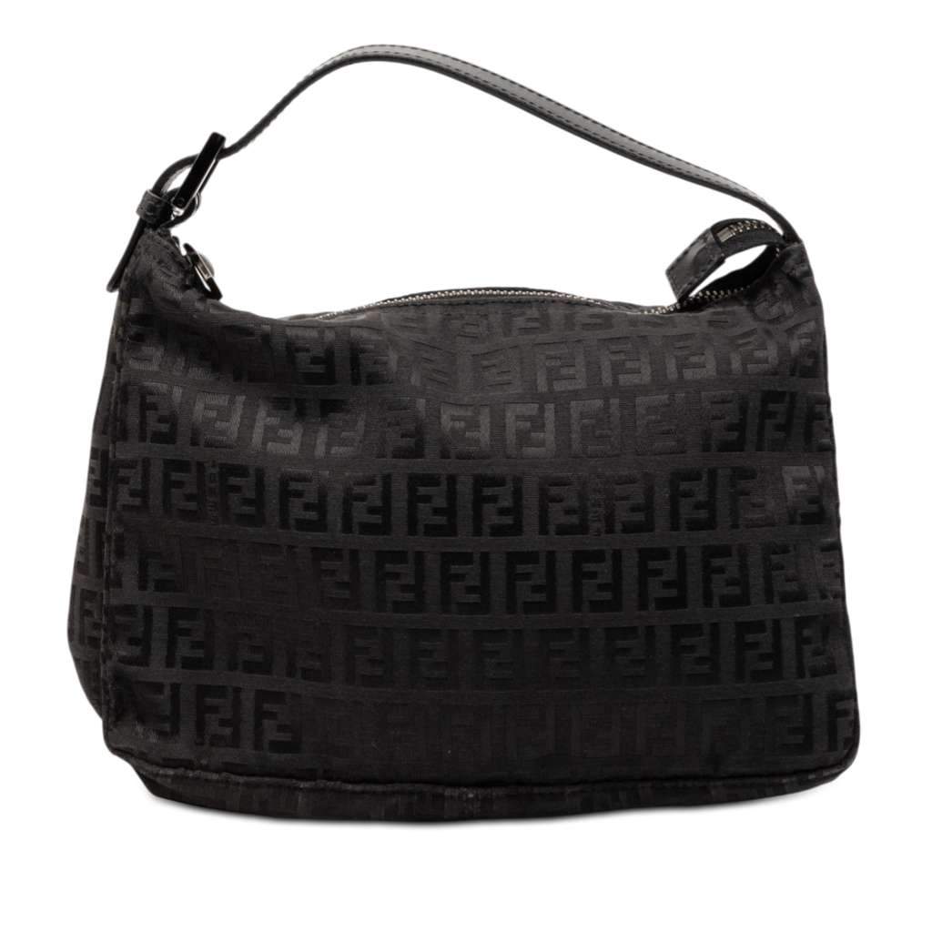Fendi Zucchino Canvas Handbag Black Canvas Very good - Front View