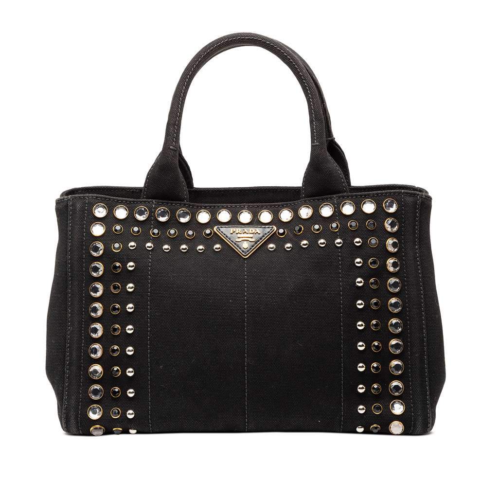 Prada Small Canvas Canapa Bijoux Satchel Black Canvas Very good condition - Front View