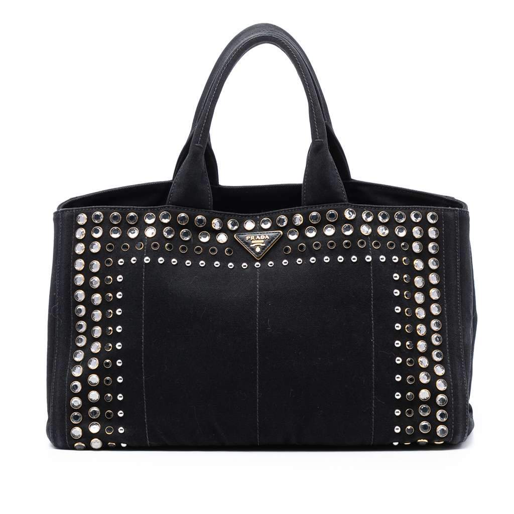 Prada Large Canvas Canapa Bijoux Satchel Black Canvas Very good condition - Front View