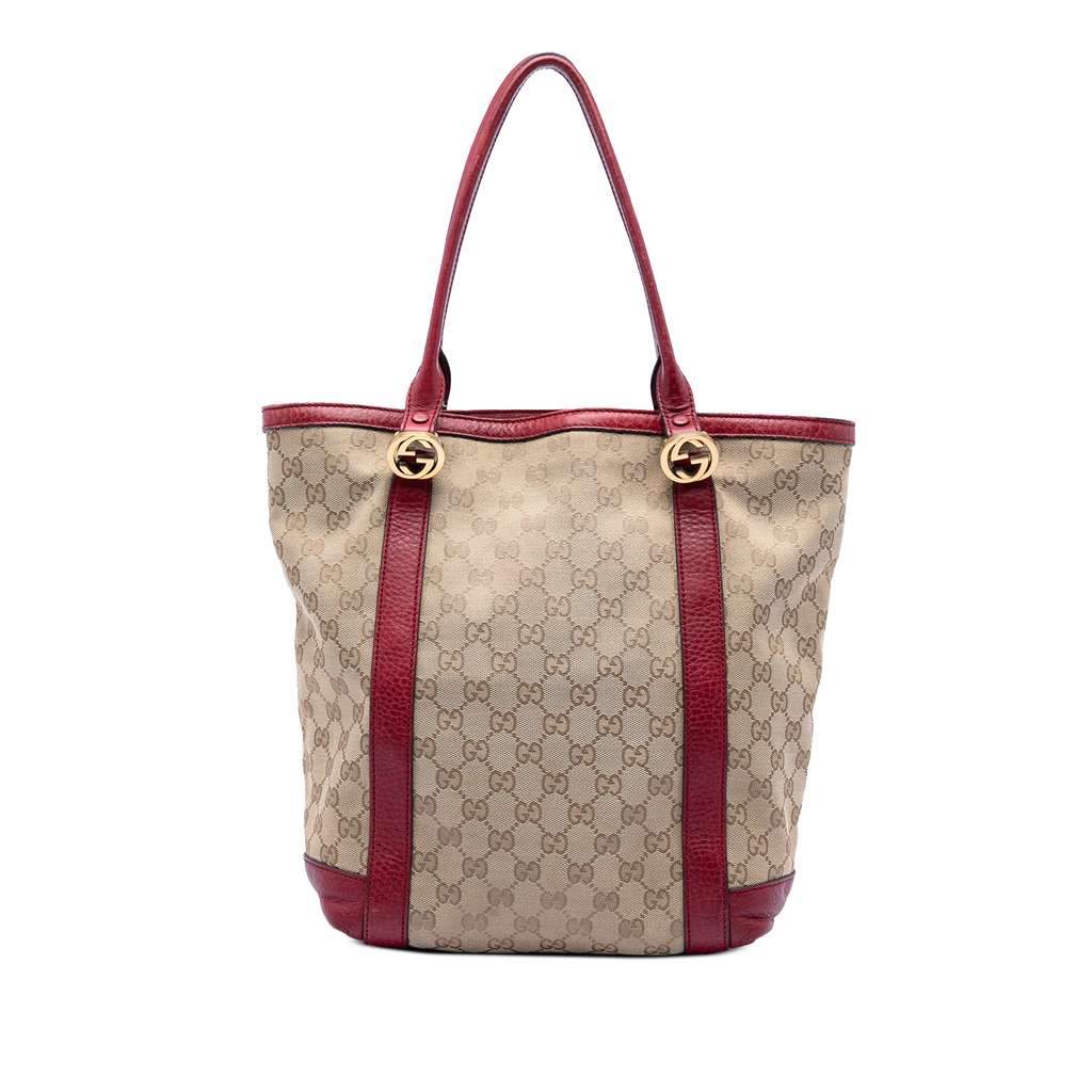 Gucci GG Canvas Twins Tote Beige Canvas Very good - Front View